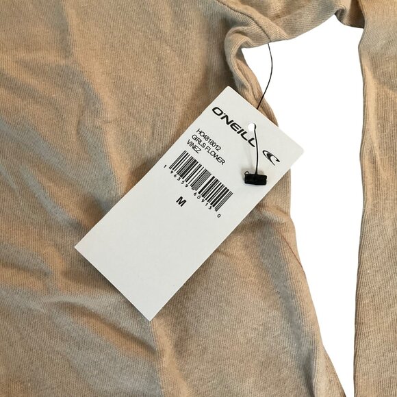 ONeill Surf girls Beige Rose floral Graphic Long Sleeve Crop Top M 10-12 - Picture 2 of 7